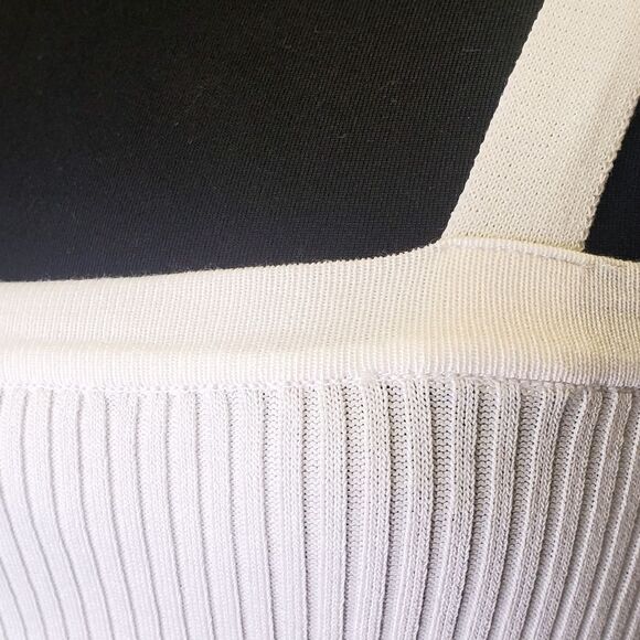 CIDER Women White Knit Crop Top Square Neck - Picture 4 of 6